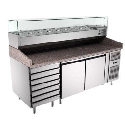 Pizza Preparation Chiller Italy with Salad Chiller S/steel 2door and4 drawers