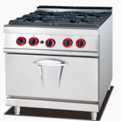 Commercial Kitchen Equipment 4 Burners Gas Cooking Range with Gas Oven